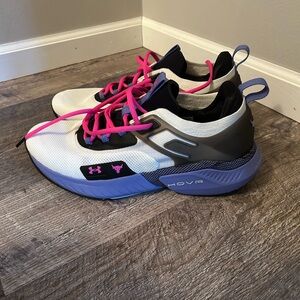 Under Armour White and Purple Sneakers with Pink Accents